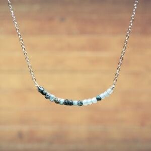 Indio Jewelry Shades of Green Silver Minimalist Stone Necklace #7052